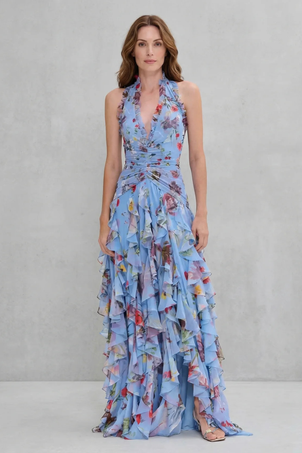 Belladina | Romantica Cascata di Rose Abito lungo con Scollo All&