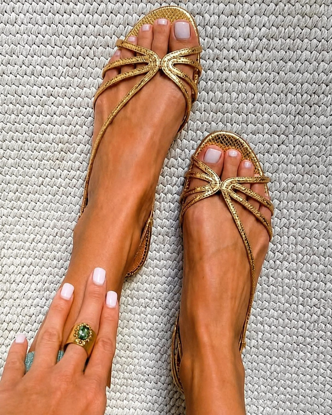 Camille™ | Sandali Dorati, Eleganza Estiva